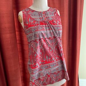 Alife Red and Gray Paisley Sleeveless Blouse